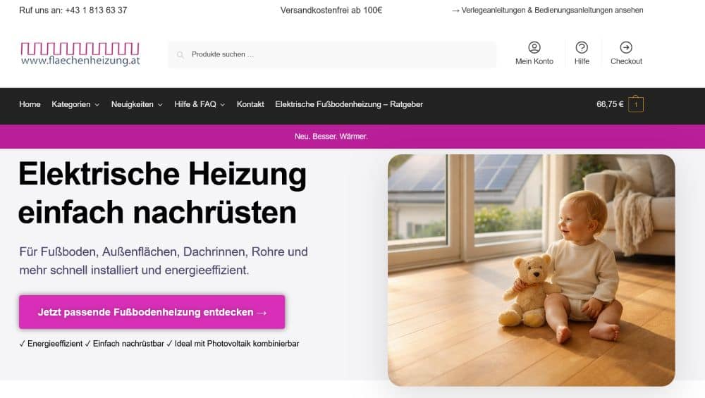 Relaunch Onlineshop flaechenheizung.at